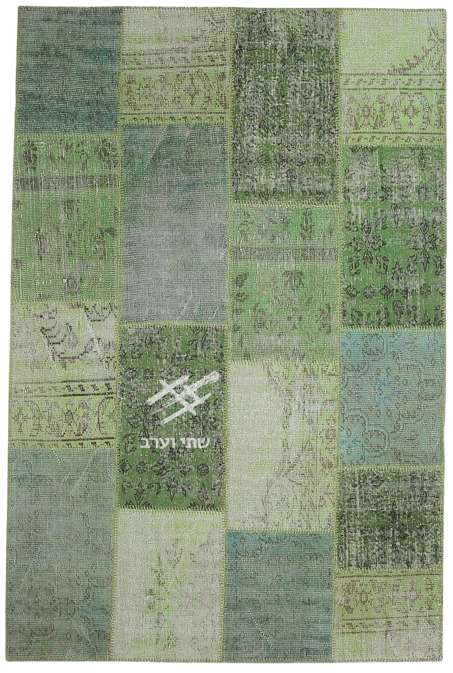 שטיח ירוק דגם טלאים